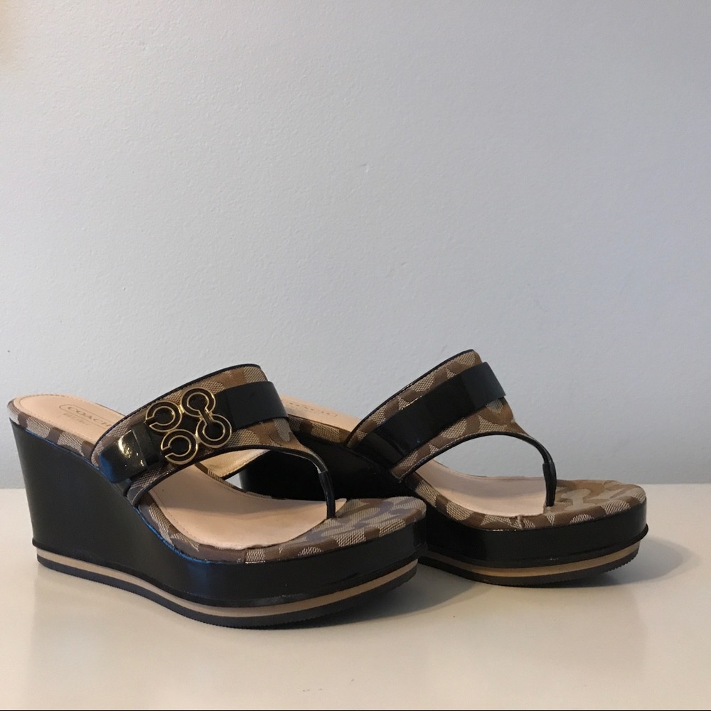 Coach Signature Canvas Platform Sandal